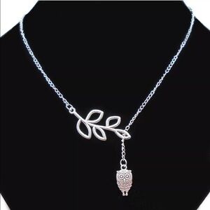 🌸BEAUTIFUL LARIAT necklace Leaf & Owl N4